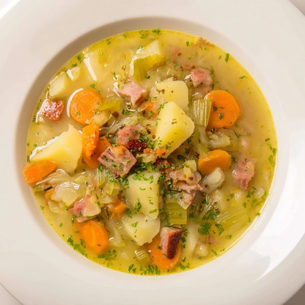 Deutsche Kartoffelsuppe winterlich